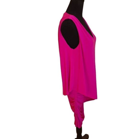 Last Tango Womens Sleeveless Asymmetric Top Layer Ruched Mini Pink Dress XS - Picture 4 of 15